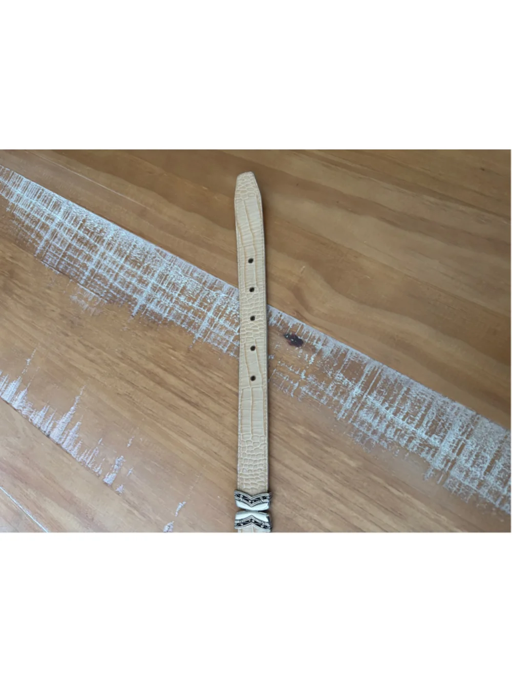 Brighton VTG cream & beige reversible croc embossed Lthr belt SZ M/L 32